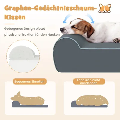 Giantex Orthopädisches Hundebett Aus Graphene-Memory-Schaum, Mit Kopfstütze Giantex Orthopädisches Hundebett Aus Graphene-Memory-Schaum, Mit Kopfstütze