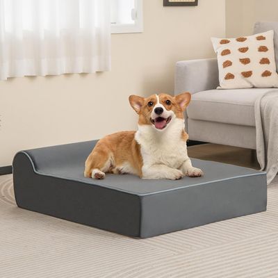 Giantex Lit Orthopédique pour Chien en Mousse à Mémoire Graphène,Appui-tête