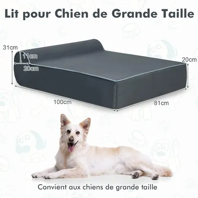 Giantex Lit Orthopédique pour Chien en Mousse à Mémoire Graphène,Appui-tête