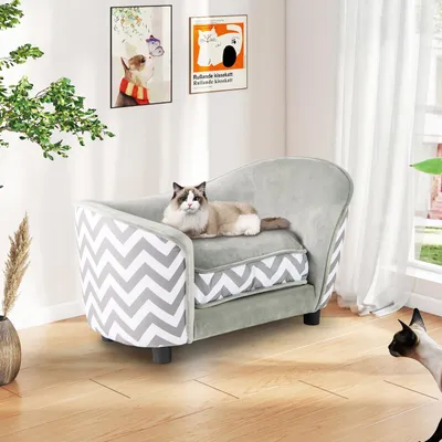 Giantex Canapé pour Petit Animal avec Dossier et Accoudoirs Incurvés
