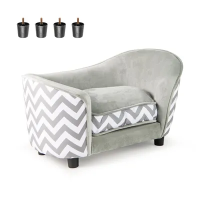 Giantex Canapé pour Petit Animal avec Dossier et Accoudoirs Incurvés