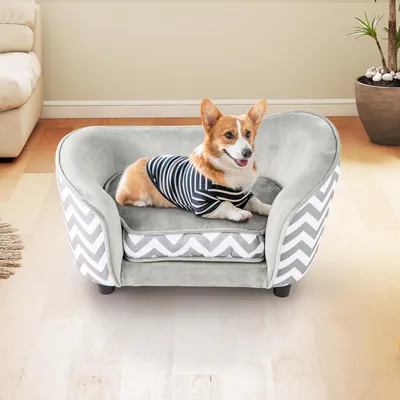 Giantex Canapé pour Petit Animal avec Dossier et Accoudoirs Incurvés