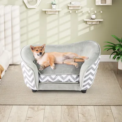 Giantex Canapé pour Petit Animal avec Dossier et Accoudoirs Incurvés