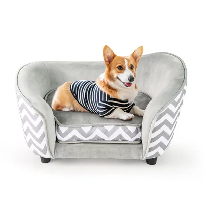 Giantex Canapé pour Petit Animal avec Dossier et Accoudoirs Incurvés