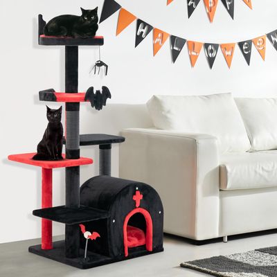 Giantex Arbre à Chat Gothique 133 CM,Perchoir,Poteaux à Gratter en Sisal