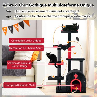 Giantex Arbre à Chat Gothique 133 CM,Perchoir,Poteaux à Gratter en Sisal