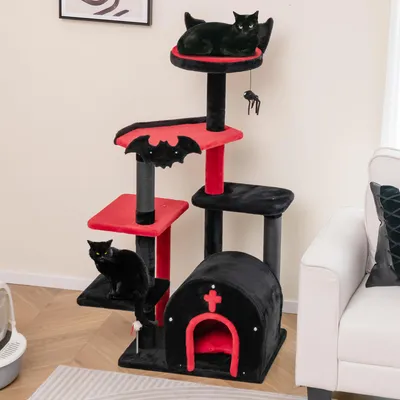 Giantex Arbre à Chat Gothique 133 CM,Perchoir,Poteaux à Gratter en Sisal