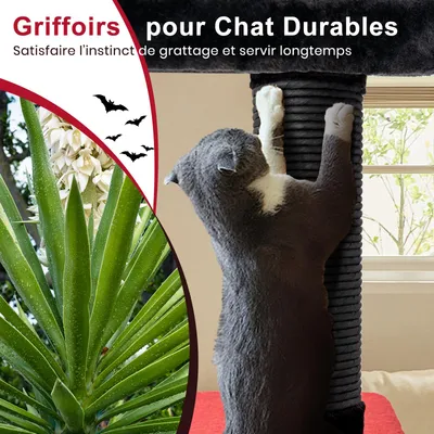 Giantex Arbre à Chat Gothique 133 CM,Perchoir,Poteaux à Gratter en Sisal