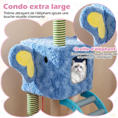 Giantex Arbre à Chat 154cm Poteaux en Sisal,Échelle Incluse,Balle Suspendue