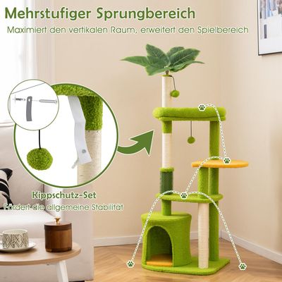 GIANTEX Katzenturm Klein, Kratzbaum Mit Katzenhöhle Und Sisalpfosten Indoor