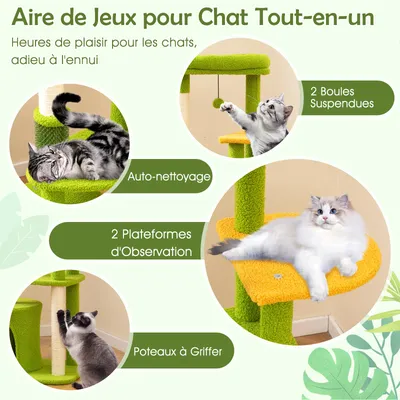 Giantex Arbre à Chat 122CM à 5 Niveaux Forme Feuille,Niche,Perchoir