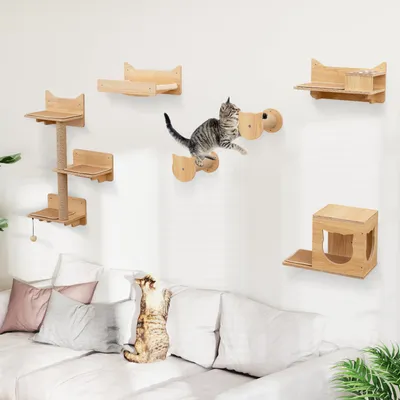 Giantex Arbre à Chat Mural ,Hamac Confortable, Griffoirs et Plateformes