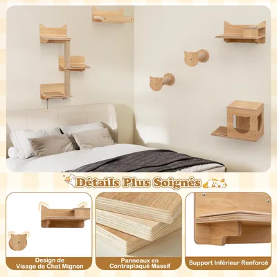 Giantex Arbre à Chat Mural ,Hamac Confortable, Griffoirs et Plateformes