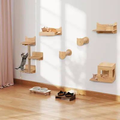 Giantex Arbre à Chat Mural ,Hamac Confortable, Griffoirs et Plateformes