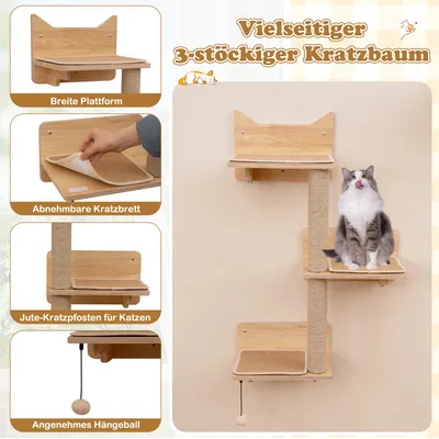 Giantex Wand-Kratzbaum, Bequeme Hängematte, Kratzflächen Und Plattformen Giantex Wand-Kratzbaum, Bequeme Hängematte, Kratzflächen Und Plattformen