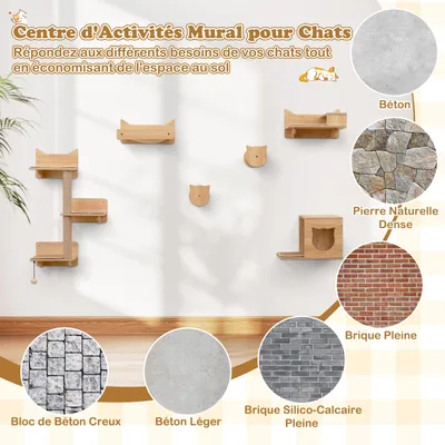 Giantex Arbre à Chat Mural ,Hamac Confortable, Griffoirs et Plateformes