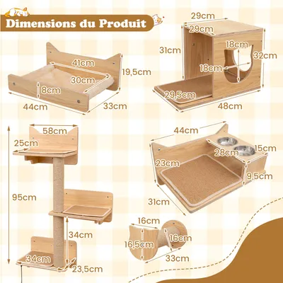 Giantex Arbre à Chat Mural ,Hamac Confortable, Griffoirs et Plateformes
