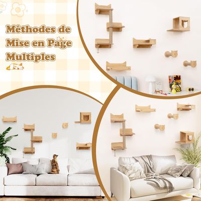 Giantex Arbre à Chat Mural ,Hamac Confortable, Griffoirs et Plateformes