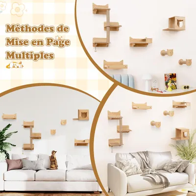 Giantex Arbre à Chat Mural ,Hamac Confortable, Griffoirs et Plateformes