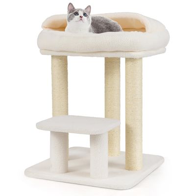 Giantex Arbre a Chat 61CM avec Lit, Plateforme de Saut, Poteaux à Griffer