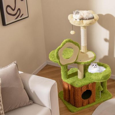 Giantex Arbre à Chat 100 CM,6 Niveaux,Niche en Forme Chicot,Perchoir Pétale