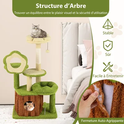 Giantex Arbre à Chat 100 CM,6 Niveaux,Niche en Forme Chicot,Perchoir Pétale
