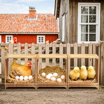 BINGOPAW Nichoirs à poules à 3 compartiments en bois pour poules pondeuses