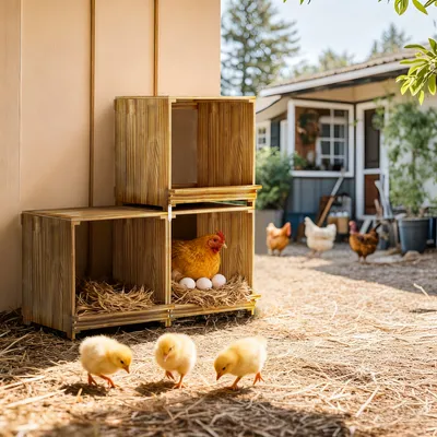 BINGOPAW Nichoirs à poules à 3 compartiments en bois pour poules pondeuses