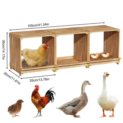 BINGOPAW Nichoirs à poules à 3 compartiments en bois pour poules pondeuses
