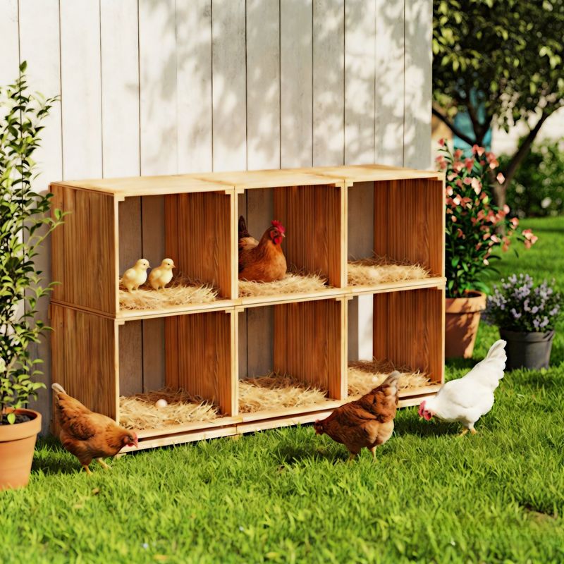 BINGOPAW Nichoirs à poules à 6 compartiments en bois pour poules pondeuses