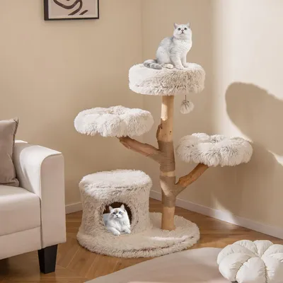 Giantex Arbre à Chat 102CM en Bois de Poirier,Griffoir,Pompon Suspendu Giantex Arbre à Chat 102CM en Bois de Poirier,Griffoir,Pompon Suspendu