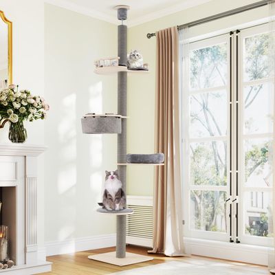 Giantex Deckhoher Kratzbaum, Mehrstöckiger Katzenturm Mit Hängematte
