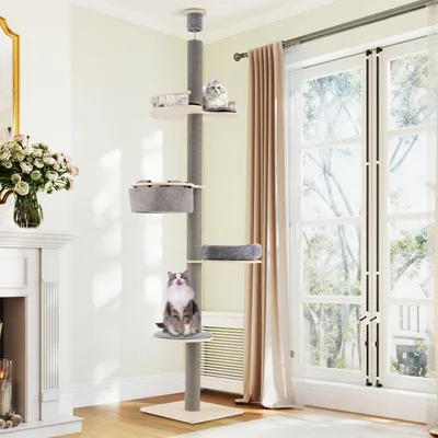 Giantex Arbre à Chat Sol au Plafond,5 Niveaux,Hauteur Réglable 236-271 CM Giantex Arbre à Chat Sol au Plafond,5 Niveaux,Hauteur Réglable 236-271 CM