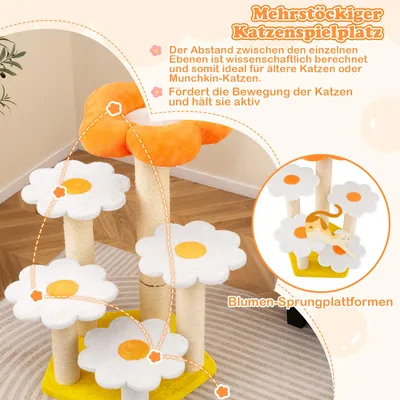 Giantex Blumenthema Katzenturm Mit Plüschsitz Und Sisal-Kratzelementen Giantex Blumenthema Katzenturm Mit Plüschsitz Und Sisal-Kratzelementen