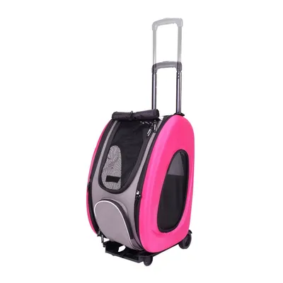 Sac de transport multifonction à roulettes Eva Pet - Rose vif