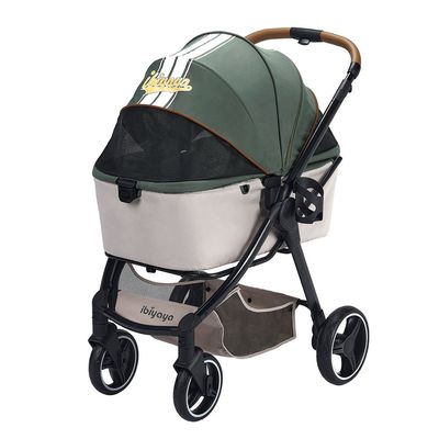 Poussette pliable rétro de luxe pour animaux jusqu'à 30 kg - Soft Sage