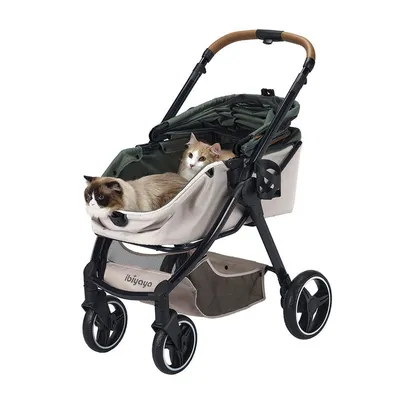 Poussette pliable rétro de luxe pour animaux jusqu'à 30 kg - Soft Sage