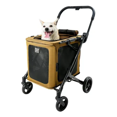 Poussette pliable et cage BigBuddy 2 en 1 - Camel