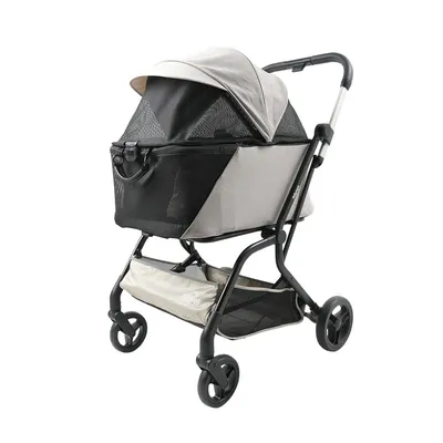 Poussette amovible pour chien et siège auto pour animaux - Taupe