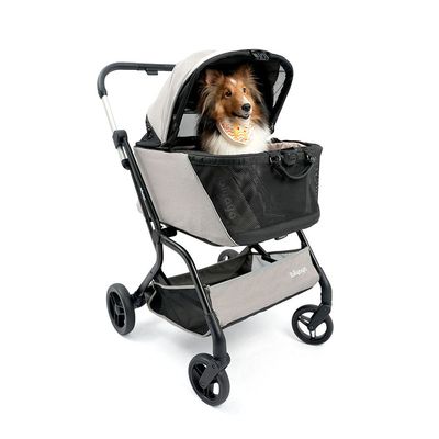 Poussette amovible pour chien et siège auto pour animaux - Taupe