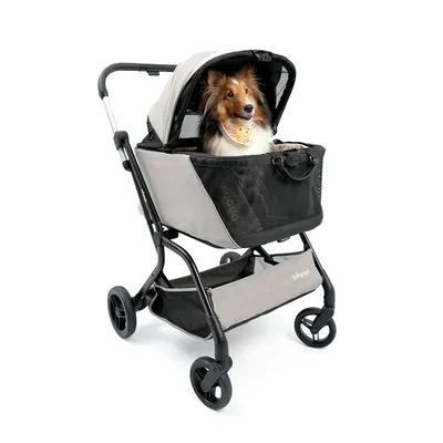 Poussette amovible pour chien et siège auto pour animaux - Taupe
