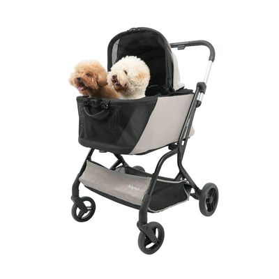 Poussette amovible pour chien et siège auto pour animaux - Taupe