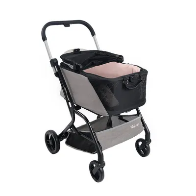 Poussette amovible pour chien et siège auto pour animaux - Taupe