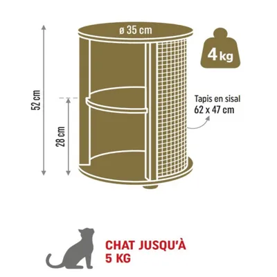Meuble Bout de canapé Boréal 3 en 1 beige pour chat