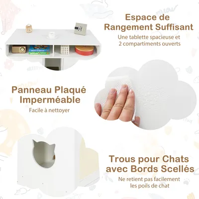 Giantex Meuble Litiere Chat,2 Portes et Griffoirs en Sisa,Planche à Gratter