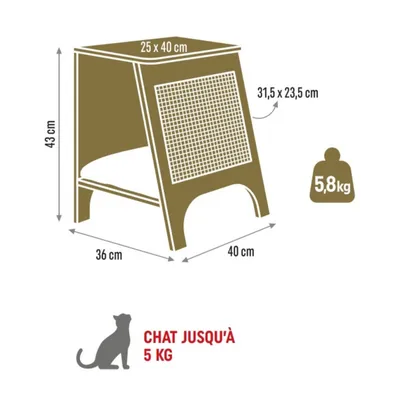 Console griffoir Boréal 3 en 1 S beige pour chat max 5 kg