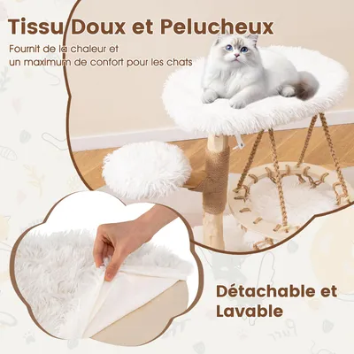 Giantex Arbre à Chat 66CM 3 Niveaux en Bois de Poirier,Couchage et Mobilier