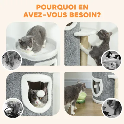 Tour pour chat à 4 niveaux arbre à chat stable avec griffoirs en sisal