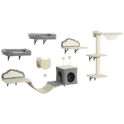 Étagères murales pour chat ensemble de meubles muraux 6 pièces