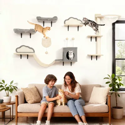 Étagères murales pour chat ensemble de meubles muraux 6 pièces